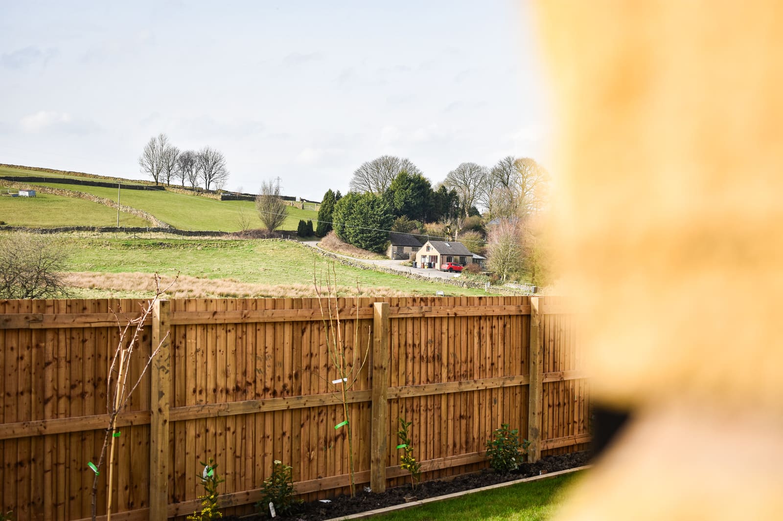 View from a garden gatepost across the valley towards Buxton
