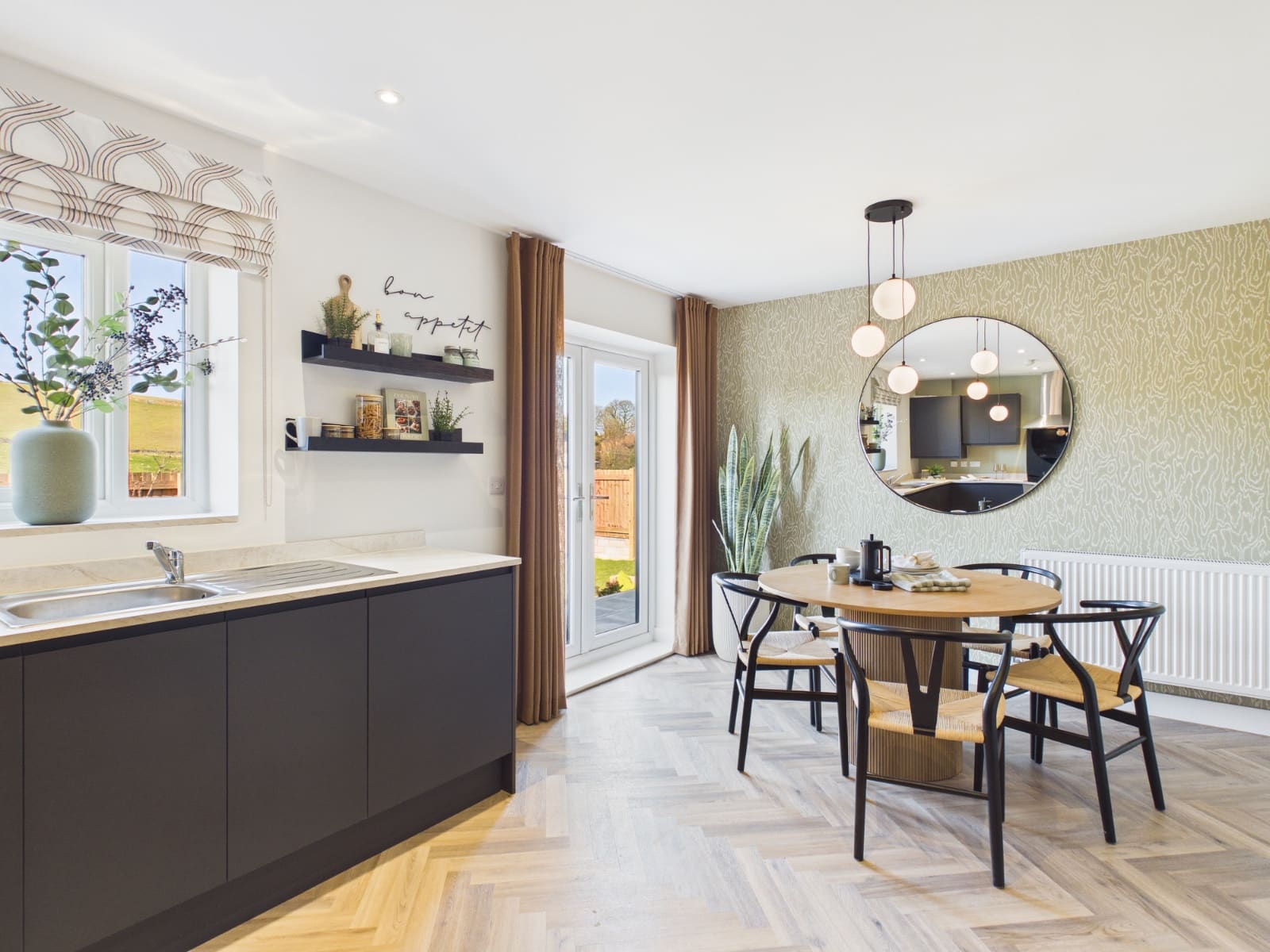 Open plan kitchen and dining space